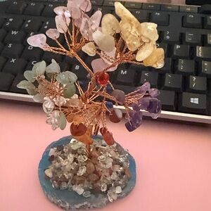 Colorful Gemstone Wire Tree Sculpture